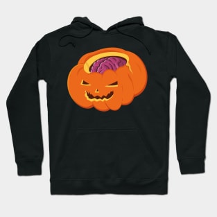 Spooky Jack O Lantern With Brain Hoodie